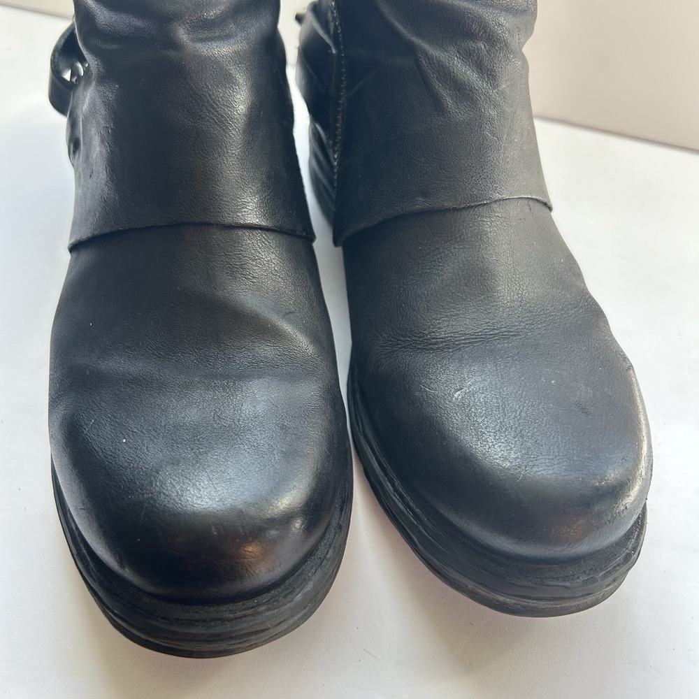 AS 98 Air Step Steve Black Leather Studded Moto Biker Ankle Zip Booties 37 6.5 - Picture 15 of 16